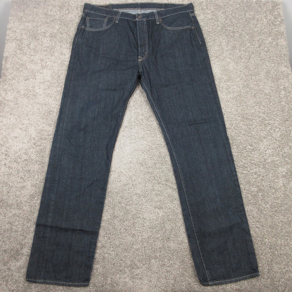 Levis Jeans Mens 38x34 Blue 501 Button Fly Original Straight Dark Denim Pants